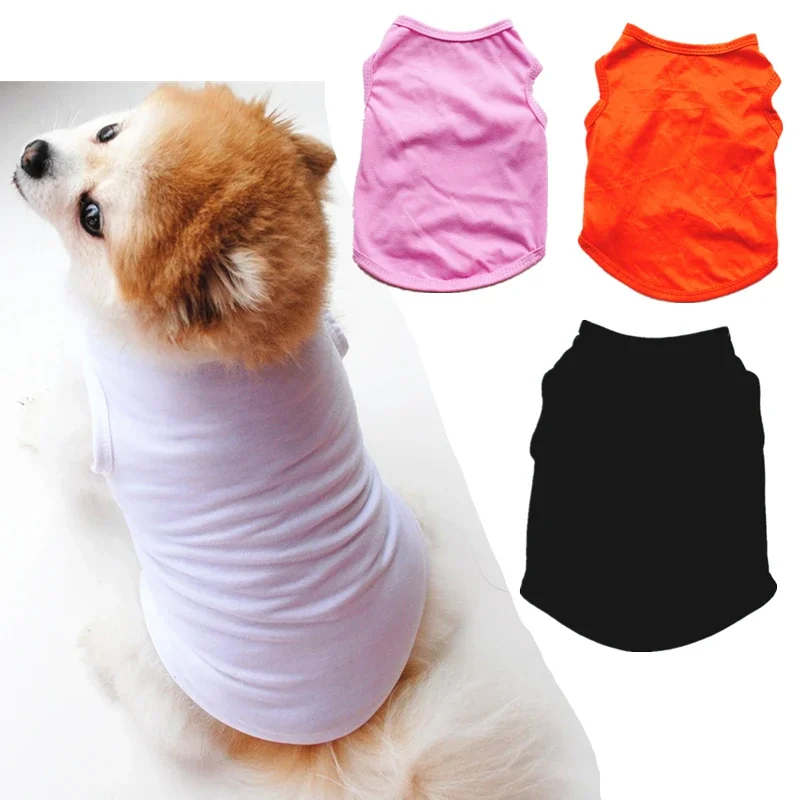 Solid Color Dog Shirt Cheap Dog Clothes for Small Dogs Summer Chihuahua T Shirt Cute Puppy Vest Yorkshire Terrier Pet Clothes