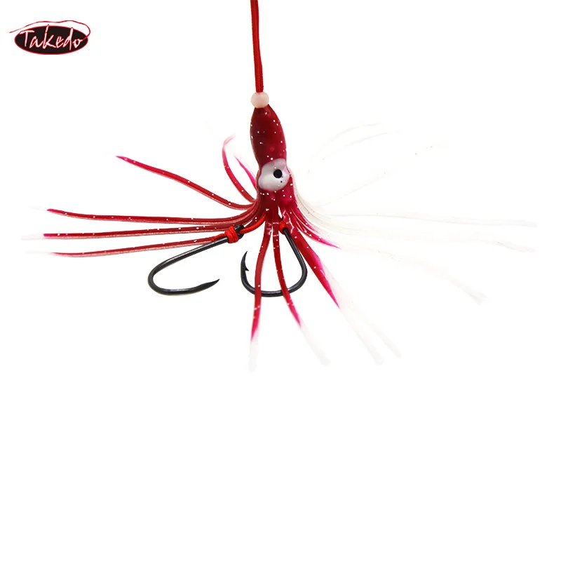 TAKEDO TH01 12cm 8.4g New Design Saltwater Fishing Lure Soft PVC Artificial Octopus Squid Skirt Lure Trolling Lure