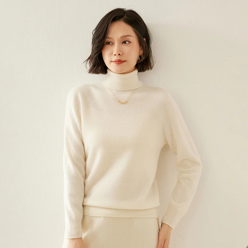 

Осень-зима, новый женский свитер из 100% кашемира с высоким воротником, приталенная базовая рубашка, элитный модный универсальный пуловер, трикотаж