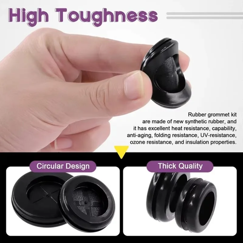 200Pcs/170Pcs Black Rubber Grommet Kit Firewall Hole Plug Retaining Ring Car Electrical Wire Gasket for Valve Water Pipe