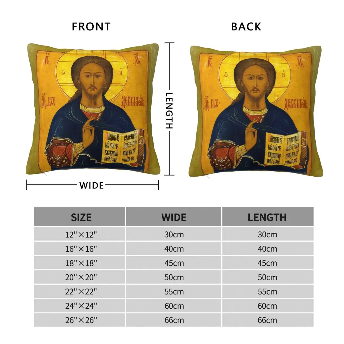 Jesus Christ Eastern Orthodox Pillowcase Polyester Linen Velvet Creative Zip Decor Pillow Case Sofa Cushion Cover