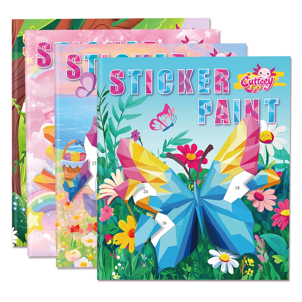 Libro de pegatinas para pintar por números, libro de actividades Montessori para niñas, pegatinas de rompecabezas de animales en 3D reutilizables, libro de pintura, juegos mentales