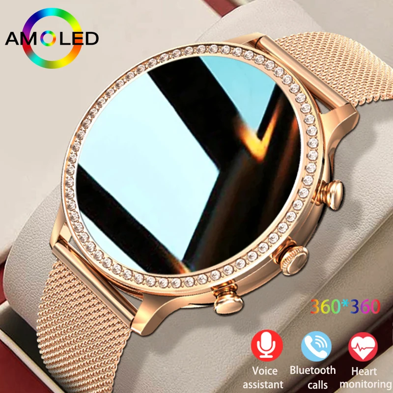 AI Voice Assistant Smart Watch Women Bracelet Sport Custom Dials Blutooth Calls Blood Pressure Lady Watch Waterproof Smartwatch