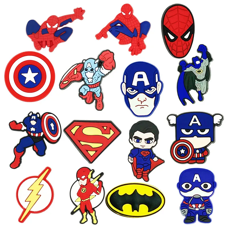 

Набор из 5-100 шт. украшений для обуви Disney The Avengers Marvel, супергерои, мультяшные, из ПВХ, съемные, водонепроницаемые, для подарков на вечеринку