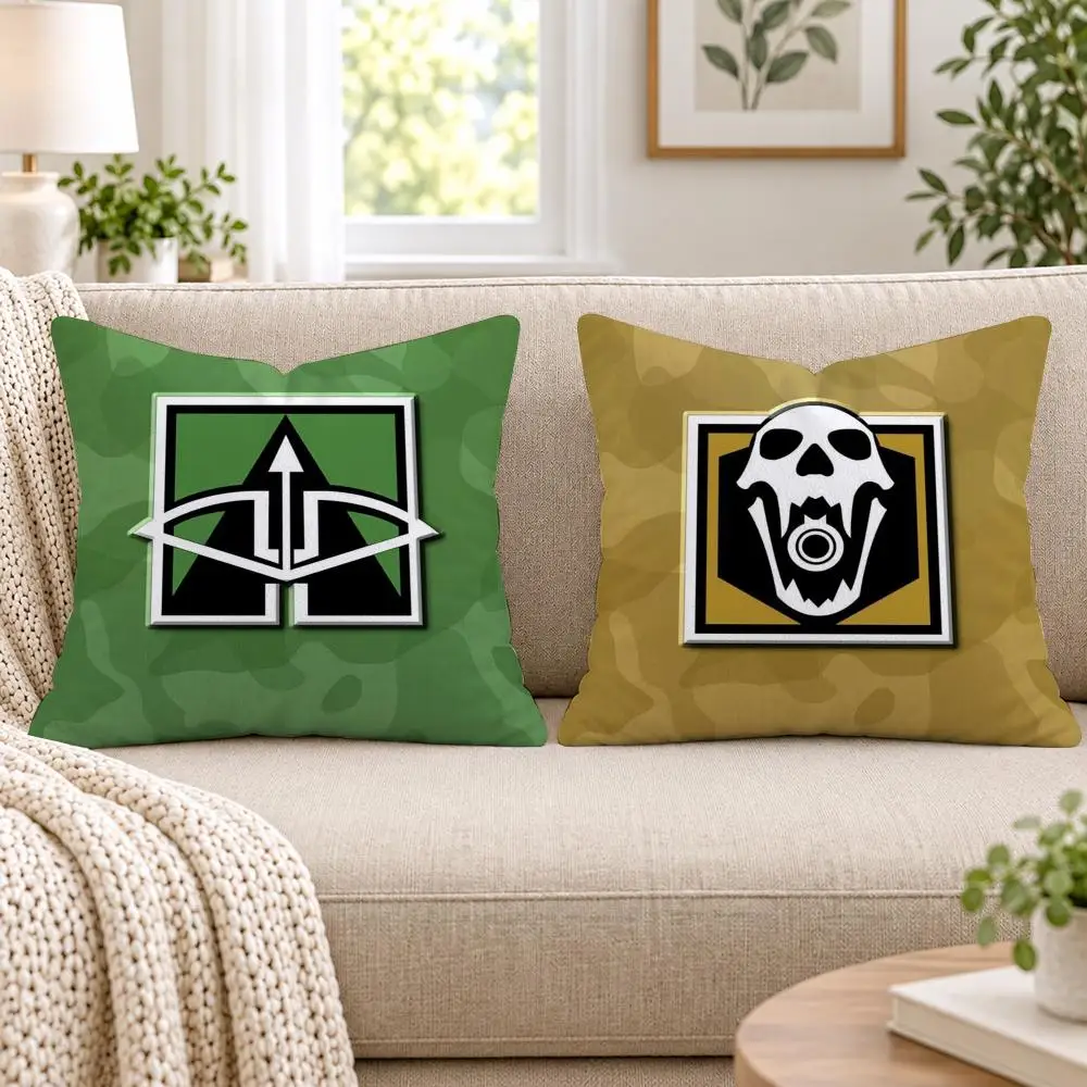 R-Rainbow Six S-Siege Cushion Cover Short Plush Double-Sided Printing Sofa Bedroom Pillow Case Aesthetic Home Decor