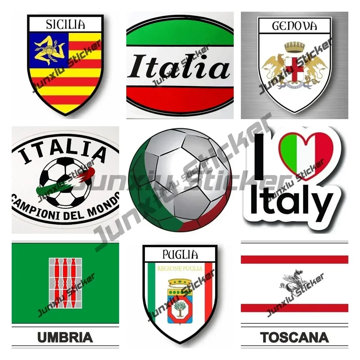 Italian Flag Football Vinyl Decal Italy Sicilia Sticker City Flag Shield Patriotism Decal for Cars Laptops Windows Trucks Walls