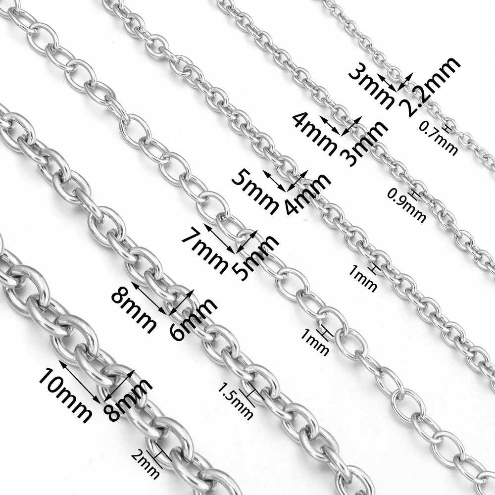 5yards/lot Stainless Steel Chains O Shape Twisted Link Chains For Jewelry Making DIY Handmade Necklace Bracelets Accessories