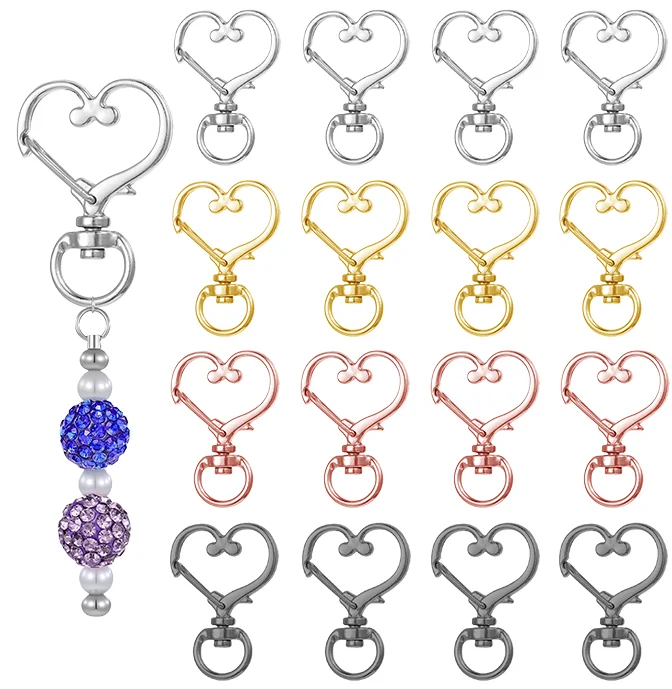 10/18 heart-shaped alloy rotatable spring hook keychains,suitable forDIY keychains,bag charms,lanyards,handicrafts,holiday gifts