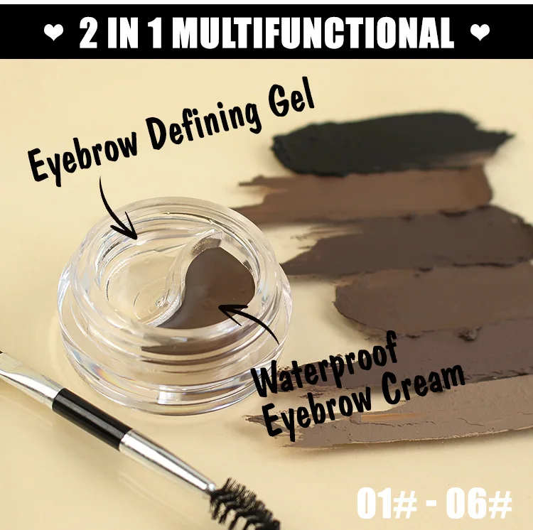 Eyebloguge-Pommade et gel 2 en 1 avec brosse, teinte pour sourcils, imperméable, longue durée, tenue extrême