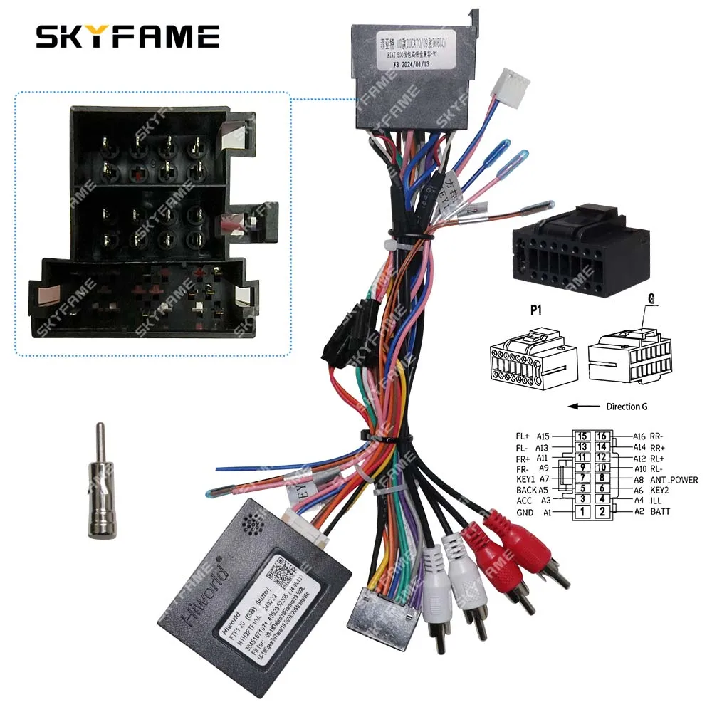 

SKYFAME Car Wiring Harness Adapter Canbus Box Decoder Android Radio Power Cable For Fiat Ducato Panda Fiorino Doblo 500 FTF1.20