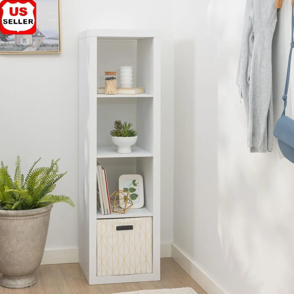 

4-Cube Vertical Storage Organizer Open Back Cube Bookcase Easy Assembly Modern Storage Solution Perfect Office Living Room