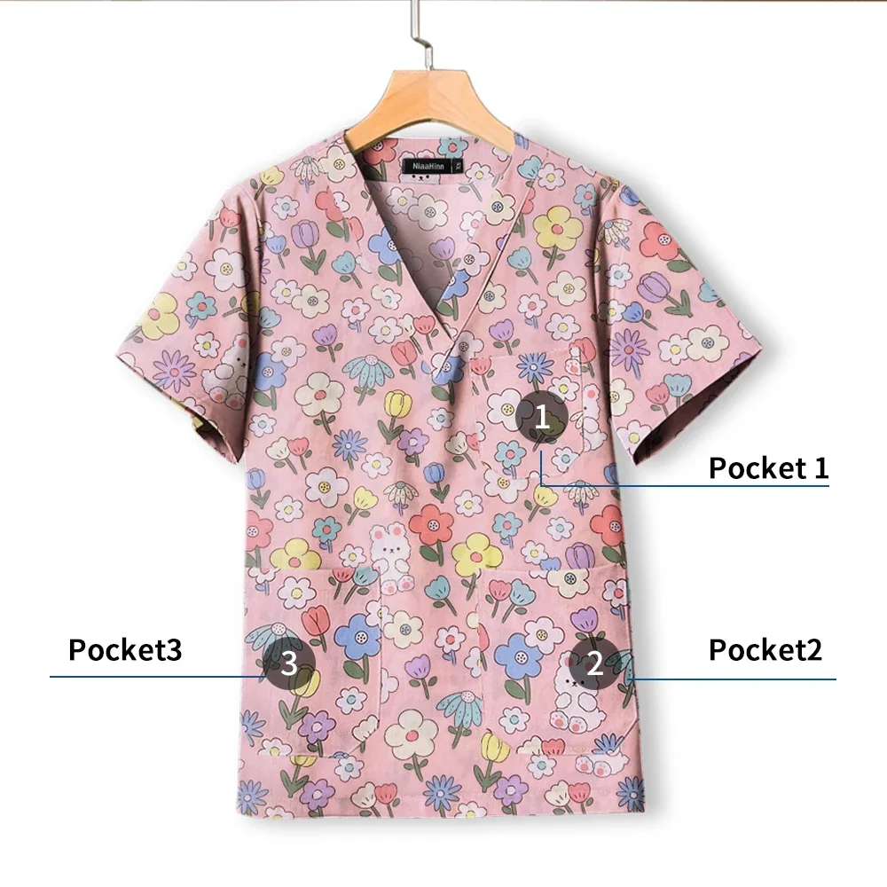 Unisex Impresso Uniforme Médico Scrubs, Acessórios de Enfermeira, Mulheres e Homens, Saúde Cirúrgica Workwear, Salão de Beleza do Hospital e Spa Uniforme