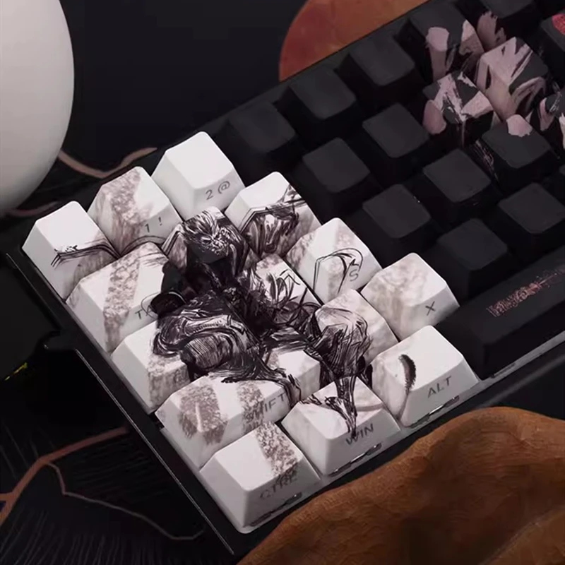 Imagem -03 - Pbt Dye-subbed Anime Gaming Key Caps Mito Wukong Keycap Macaco Rei Keycap para Teclado mx Switch Conjunto Preto