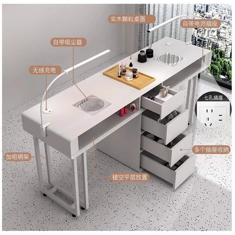 Cream style nail art table and chair set special price economy single double light luxury multi-functional Internet celebrity