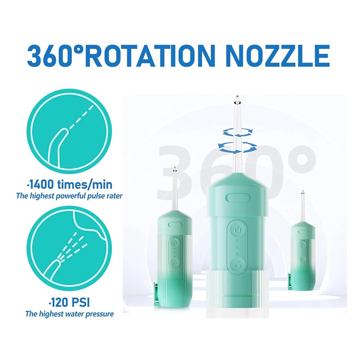 Портативный ирригатор для воды для путешествий, мини-маленькая ирригатор для воды, компактный электрический ирригатор для полости рта, зубная нить GreenN02R