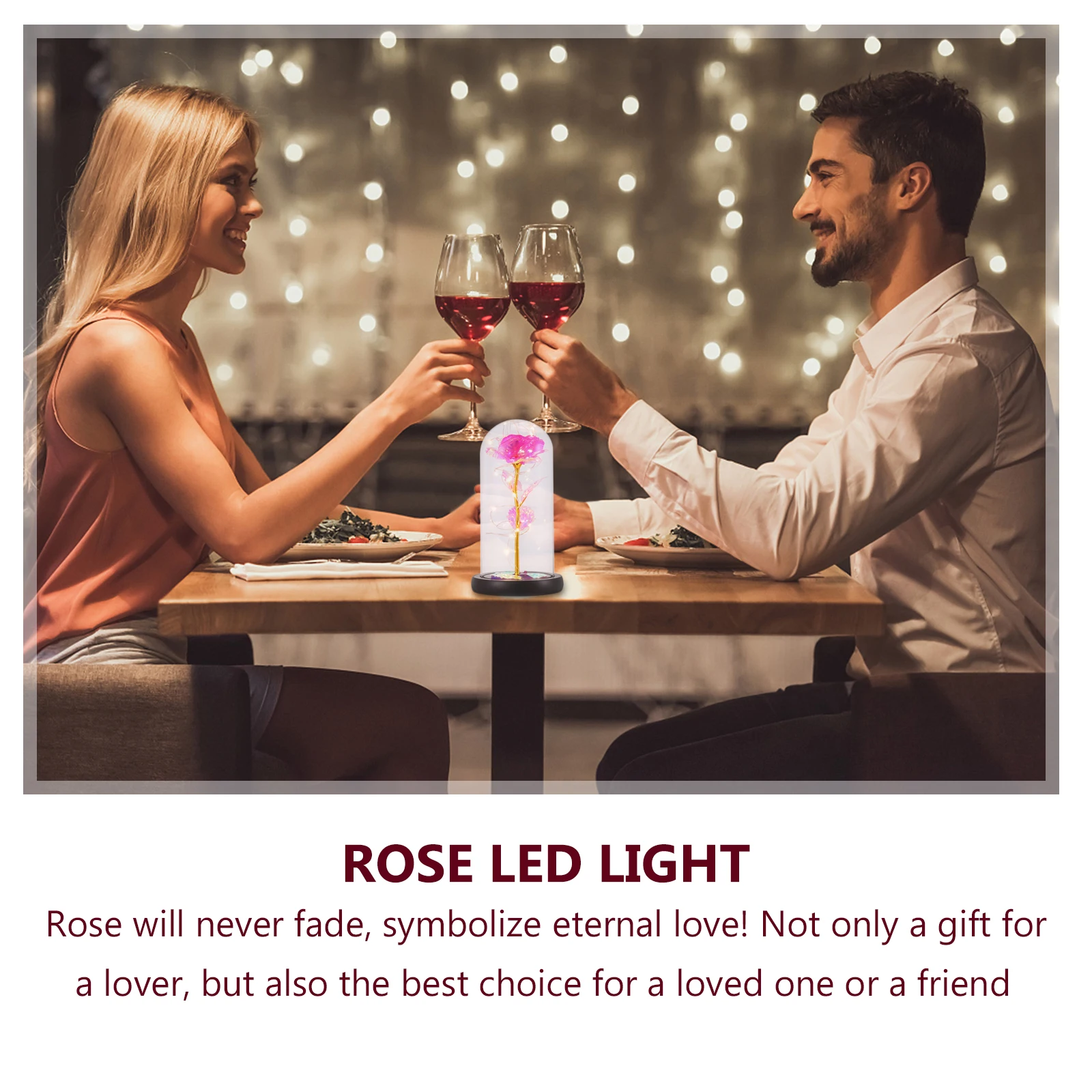 

1Pcs LED Glowing in Glass Dome Romantic Desktop Decor for Valentine's Day Mother's Christmas Anniversary Gift