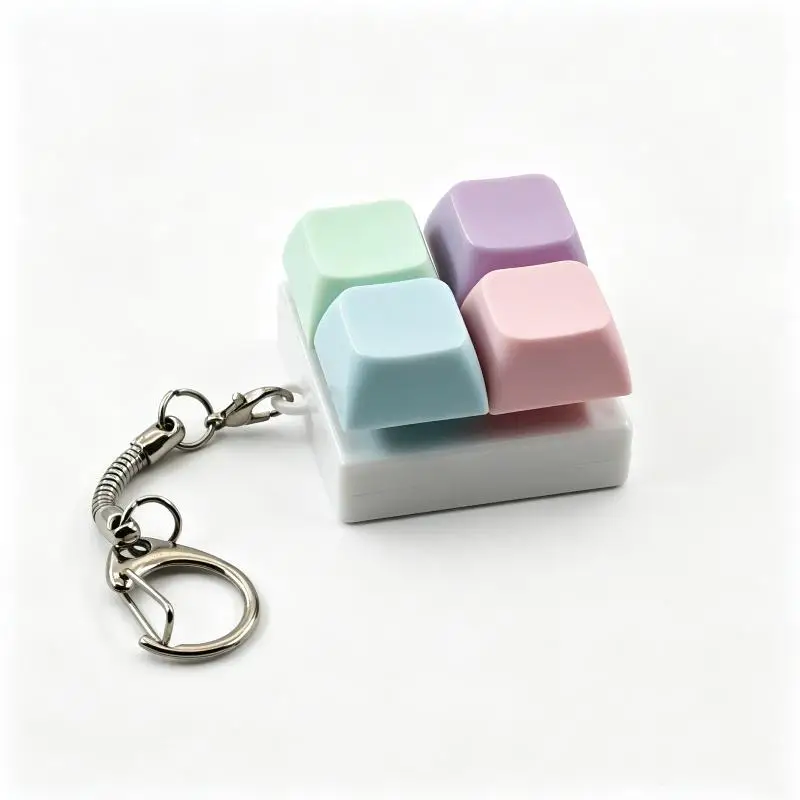 1Pcs Press Stress Relief Fidget Button Key Caps Key Ring Macaron 4-Keyboard Keychain Without Light Party Gift Jewelry