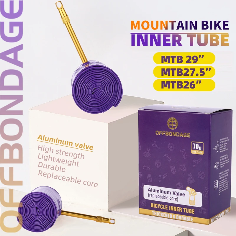 OFFBONDAGE Ultraleichter Fahrradschlauch 26 Zoll/27,5 Zoll/29 Zoll MTB SV45 Ventillänge Französisch 60MM Fahrradreifen Superleicht