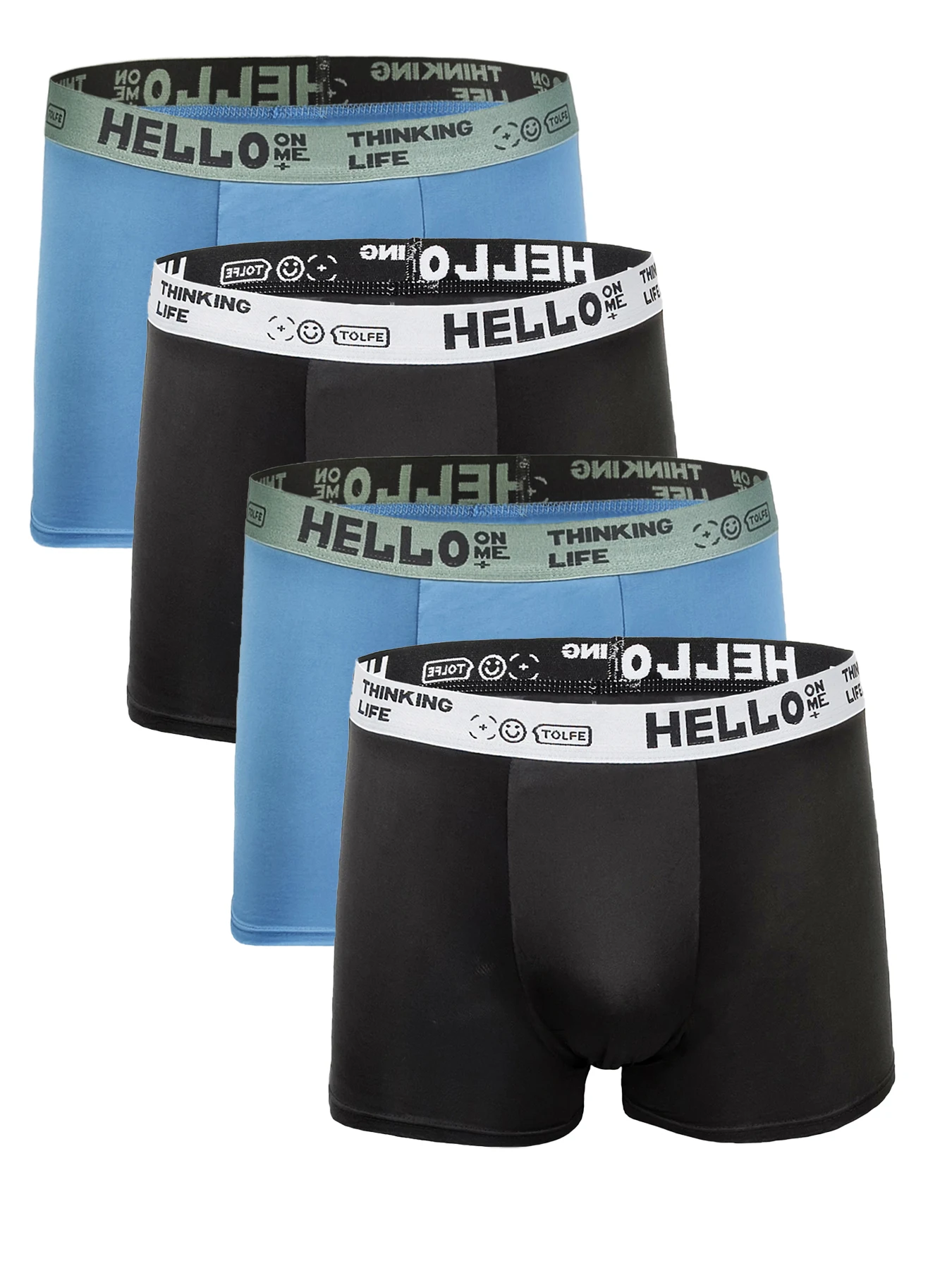 

Мужские трусы-боксеры из 4 шт. из ледяного шелка — пояс с логотипом «HELLO», комплект нижнего белья разных цветов