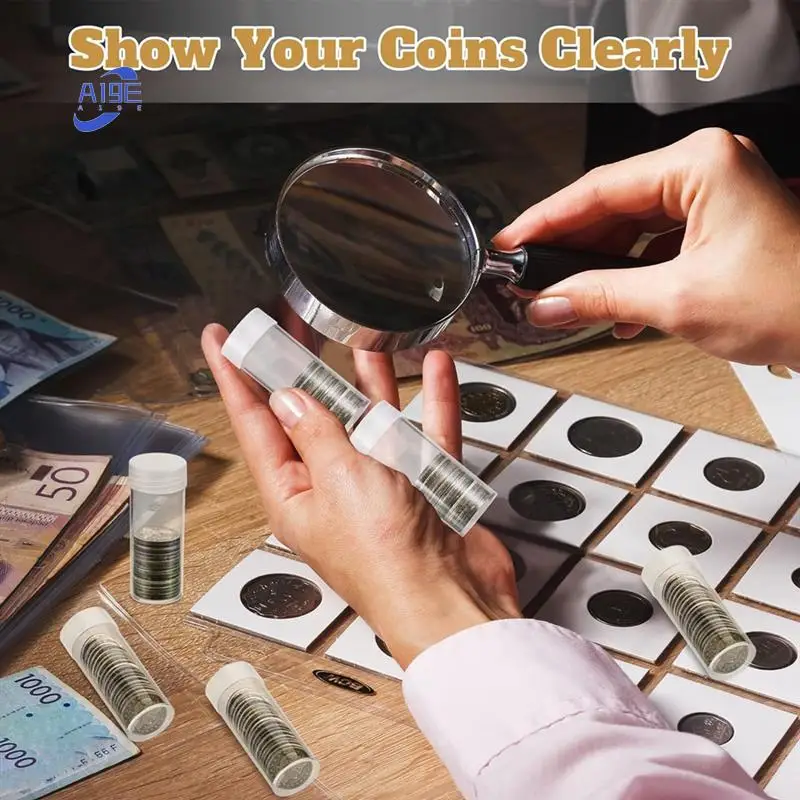 

A19E-Coin Storage Tube, Plastic Coin Tube, Commemorative Coin Protection Tube, Whole Roll Loose Coin Tube (30 Pieces)