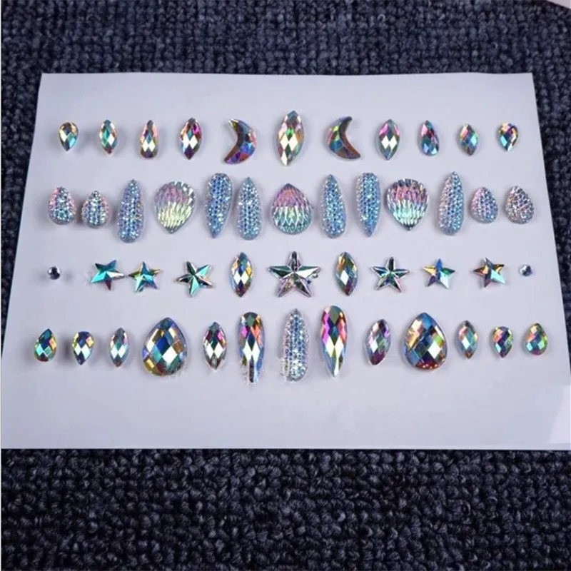 Diamond Face Jewelry DIY Body Beauty Crystal Eyes Temporary Tattoo Adhesive Rhinestone 3D Nail Art Decoration Eyeshadow Stickers