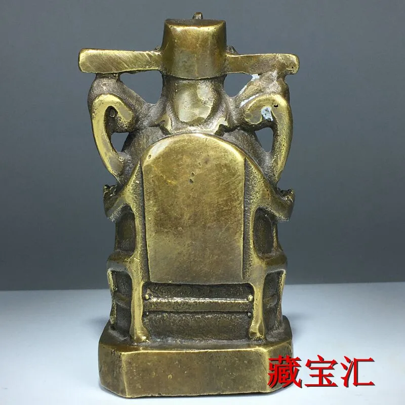 Old Collection Antique Bronze Wen Caishen God of Wealth Buddha Statue Feng Shui Ornament for Wealth Bring Good Fortune