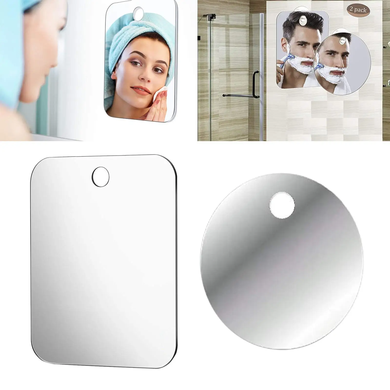 Shower Mirror with Hook, Anti Fog Technology, Waterproof Shatterproof Bathroom Accessories Fog Mirror for Wall Hanging