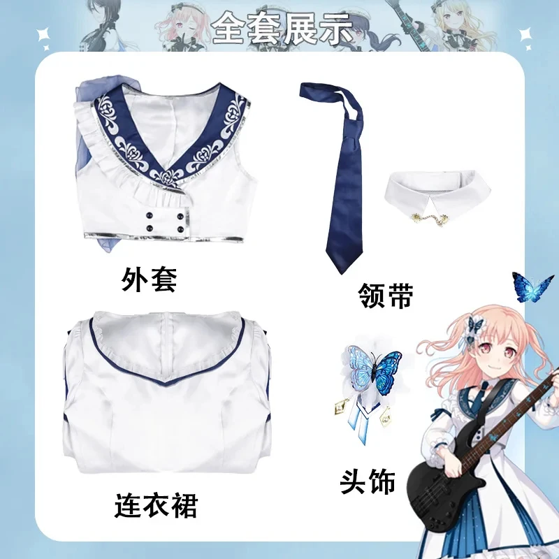 A;3\v,7'd/BanG Dream! Morfonica Tsukushi Nanami Mashiro Toko Cosplay Full Set Cute White Dress Adult Women Game Hallc;4'b,7'm\1/ view 6