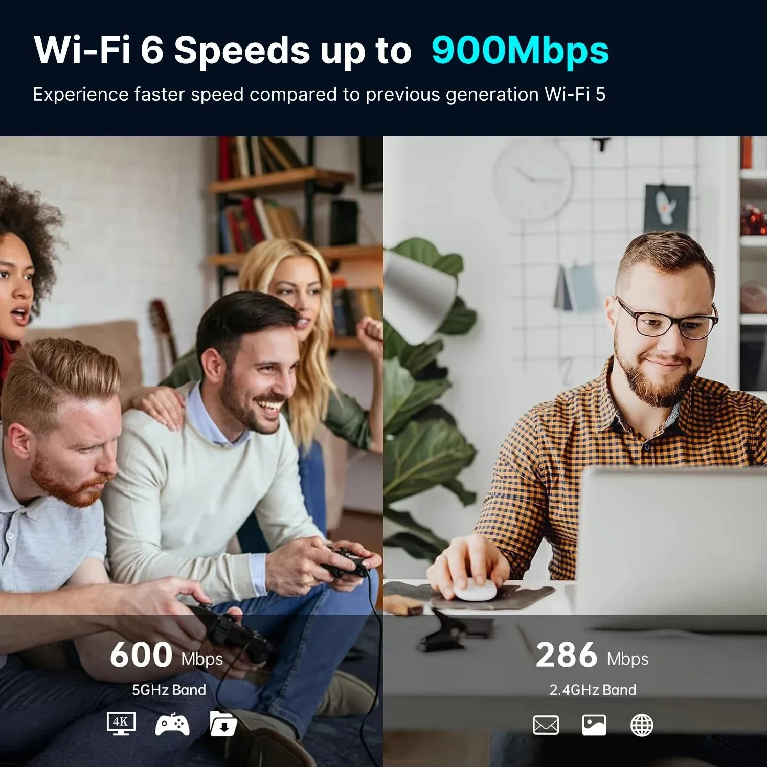Adattatore WiFi 6 USB 900Mbps Dual Band 2.4G/5Ghz Bluetooth 5.4 Ricevitore WiFi wireless Scheda di rete Dongle USB per laptop Win 10/11