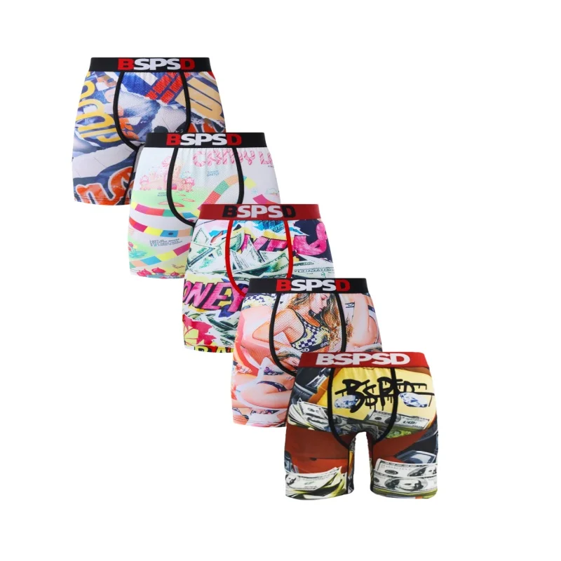 

5Pcs Men Underwear Boxers Sexy Breathable Comfortable Man Swimming Underpants Plus Size S-XXL Mens Panties Men's Boxers Briefs