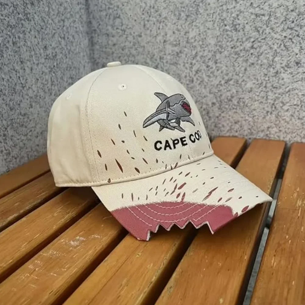 

Embroidery Notch Shark Cap Baseball Cap originales 3d Embroidery Unique Retro Camo Hat y2k Hip Hop Punk Unisex Peaked Cap