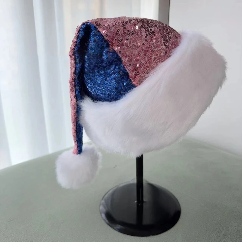 Glittering Sequined Christmas Santa Caps with Formal Event Santa Hats Festival Props Hat for Holiday Gathering