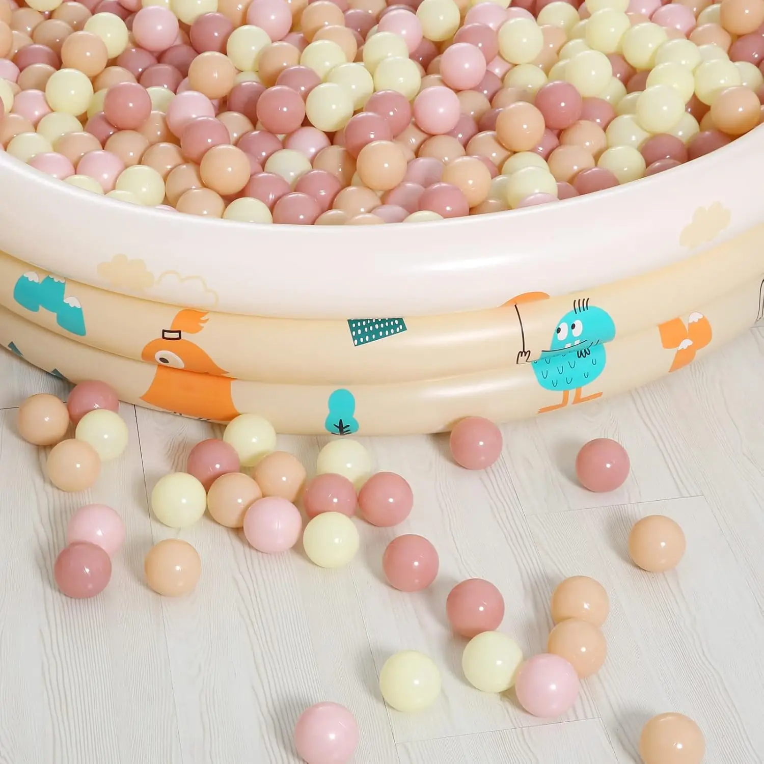 Bolas de piscina de bolas, color rosa y amarillo, 100 Uds., bolas de plástico para bebés, niñas, niños pequeños, tienda de juegos, piscina, parque infantil, decoración de fiesta