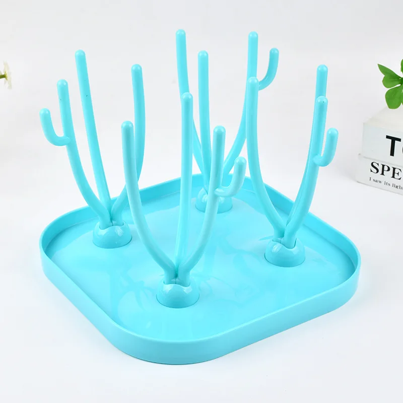 Baby Bottle Draining Rack, Food-Grade PP, High-Temperature Resistant, 12 Hanging Rods with Water Tray, Wide Mouth, Universal