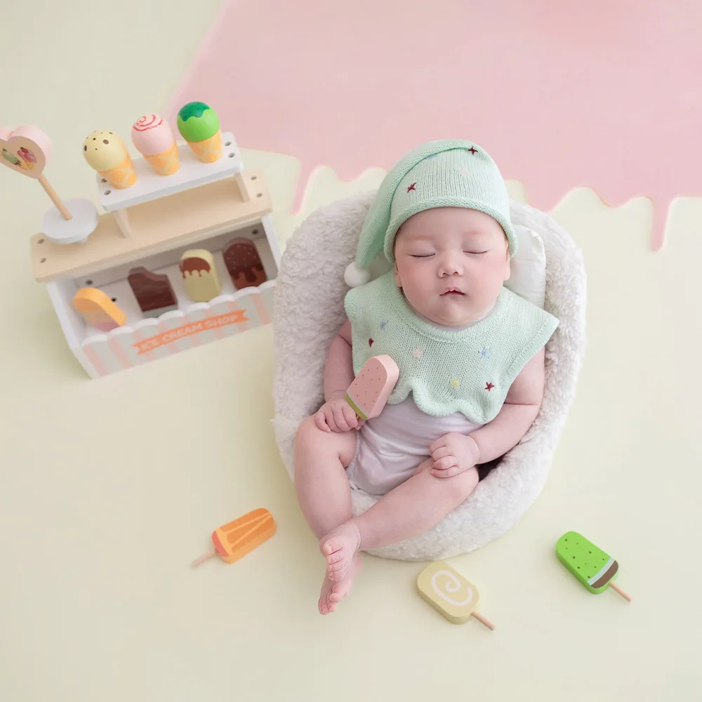 Sweet Ice Cream Theme Baby Photography Props Cute Baby Photo Outfit Realistic Ice Cream Props for Baby Milestone Shoot Supplies