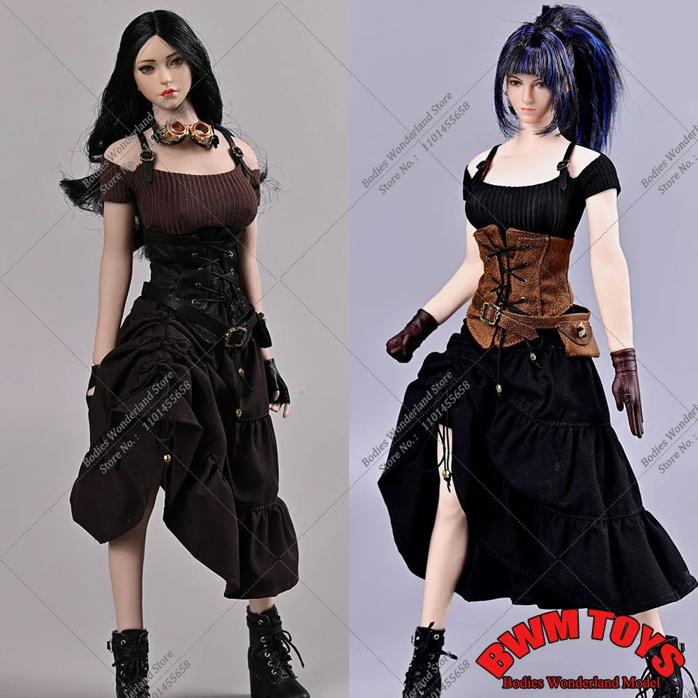 

1/6 Scale Women's Vintage Gothic Suit Suspender Top Skirt Clothes Set Hat Accessories Fit 12'' TBL Largest Breast Action Figure