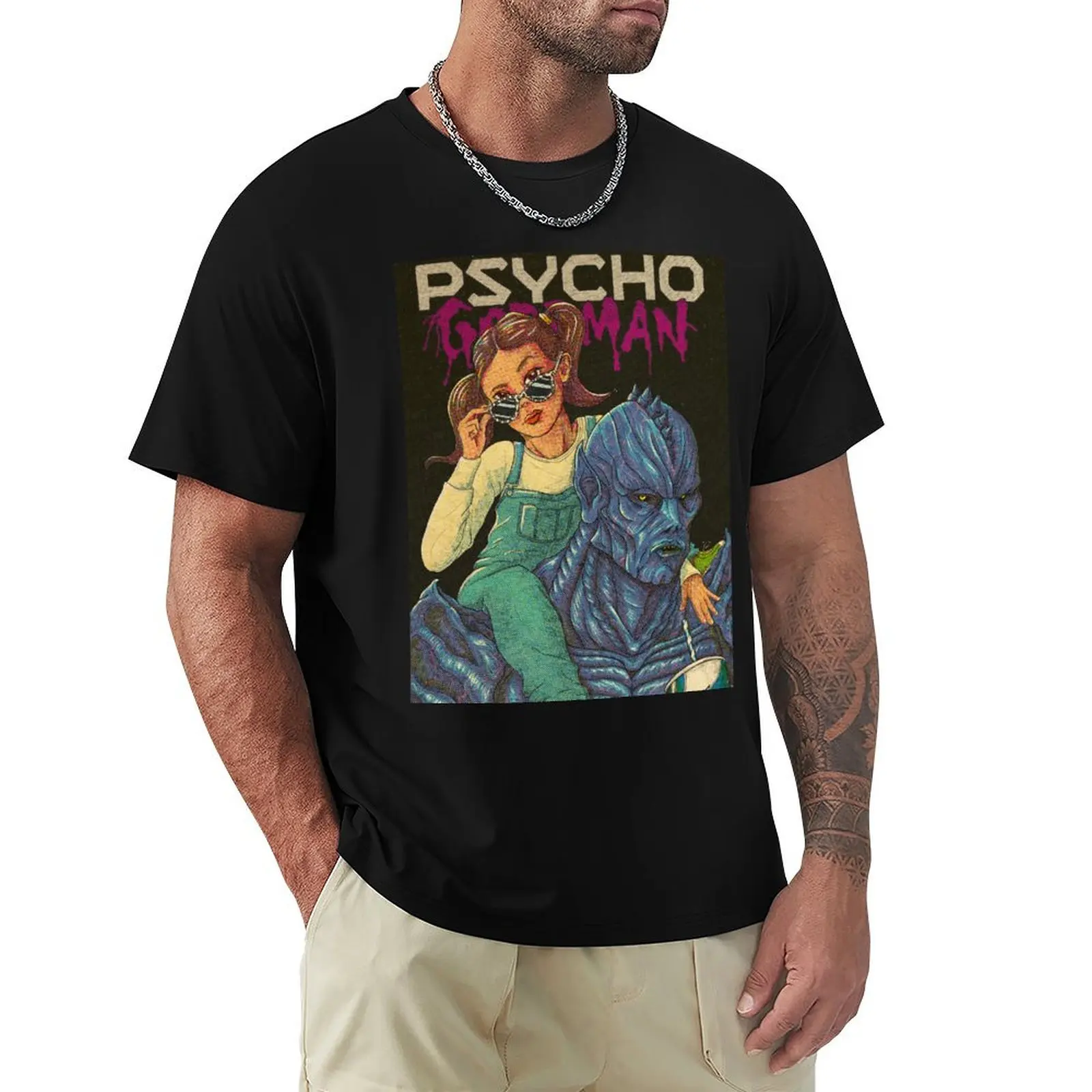 Camiseta con ilustración de cómic en tono medio Psycho Goreman & Mimi Grungy, camiseta fresca para verano