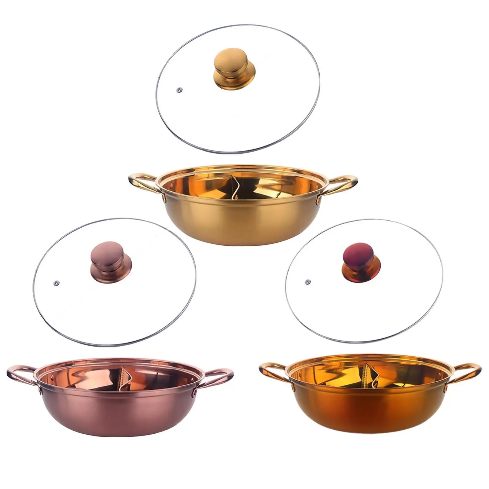 

Hot Pot with Divider Easy to Clean Multifunctional Divider Pot Double Flavor Hotpot for Party Household Camping Home Restaurant