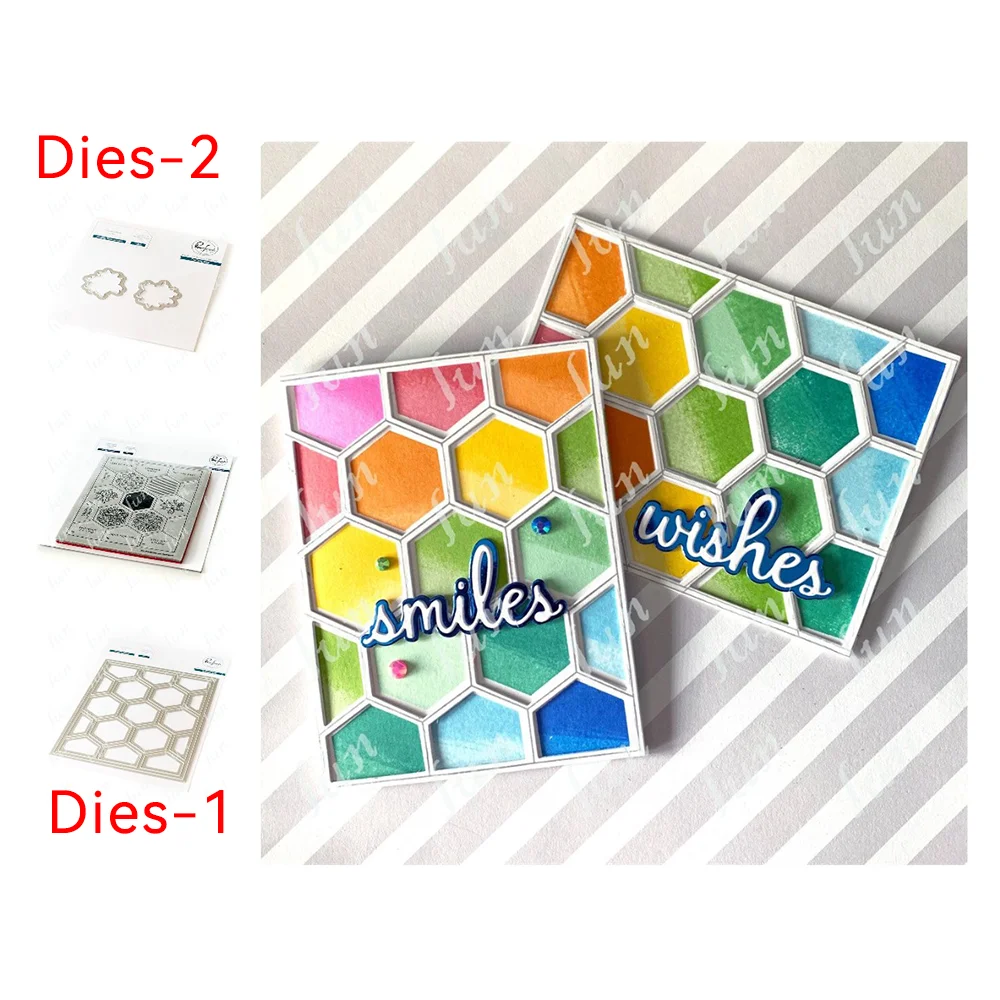 Christmas Floral Vines Rainbow Diamonds Bars Tiles Hexagon Frame Metal Cut-Dies Clear-Stamps Stencils for DIY Scrapbooking Cards