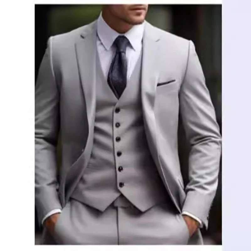 

New large size suit three-piece suit groom best man host banquet dress fashion trend suit