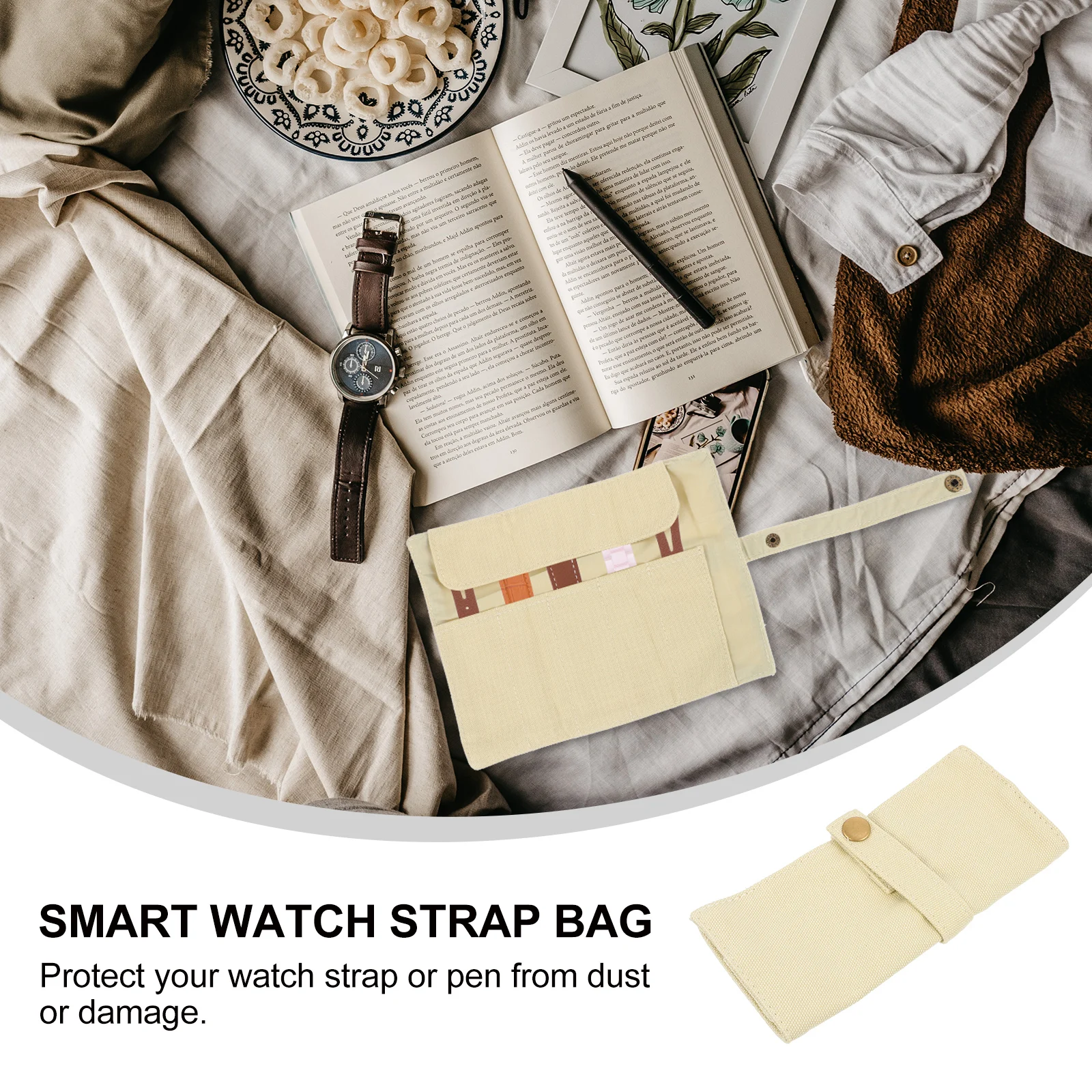 

for Men Canvas Travel Case Durable Large Capacity Solid Color Slim ganizer Watch B Carrying Bag Watches Storage Roll Accessories