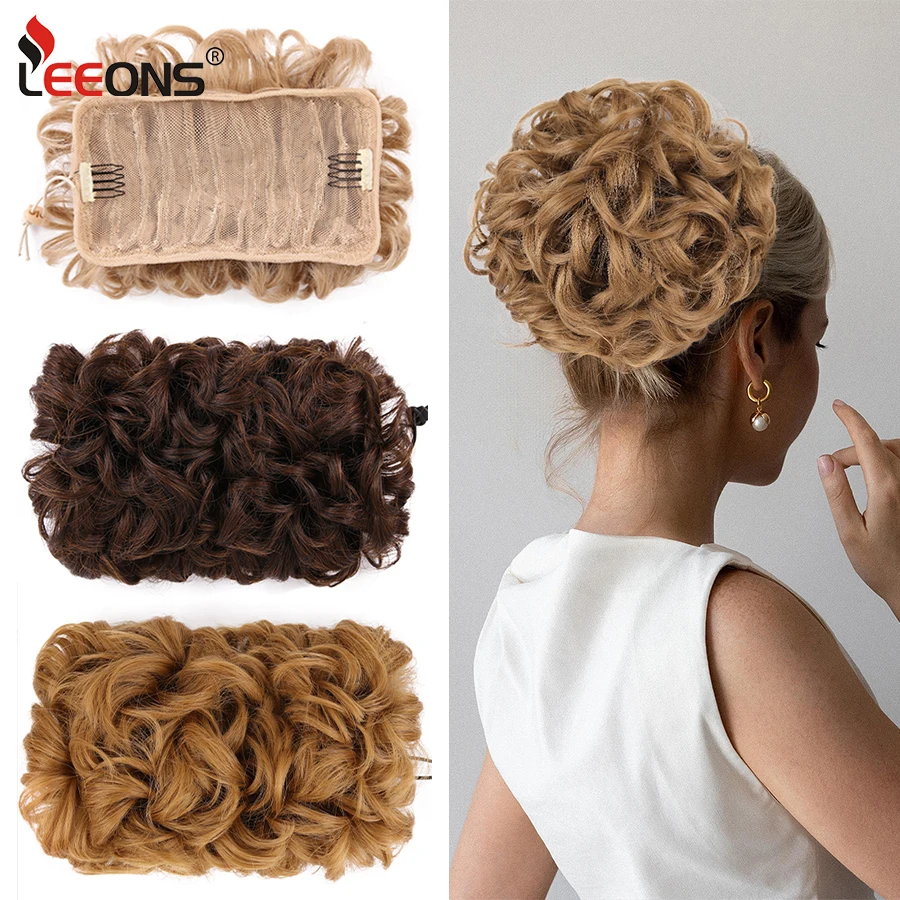 Messy Hair Bun Hair Pieces Elastic Drawstring Wavy Curly Hair Bun Scrunchies Extensions Synthetic Chignon Hairpieces For Women