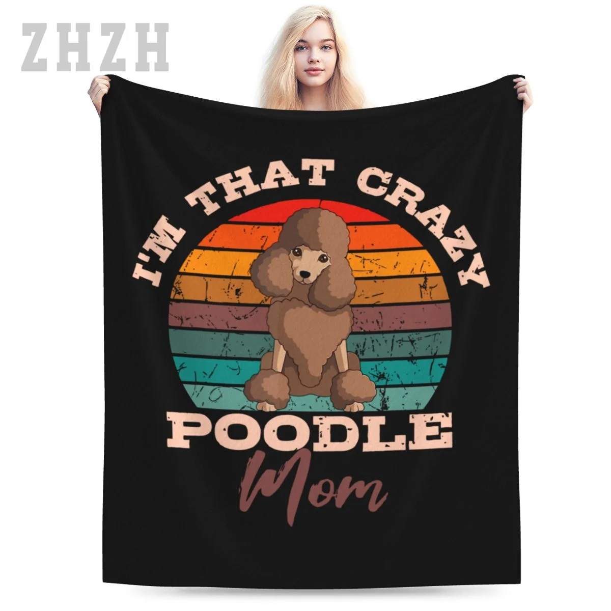 Blanket Vintage Poodle Mom Dog Owner Retro Lover Mother's Day Flannel Multifunction Outdoor Camping Sofa Cover Keep Warm