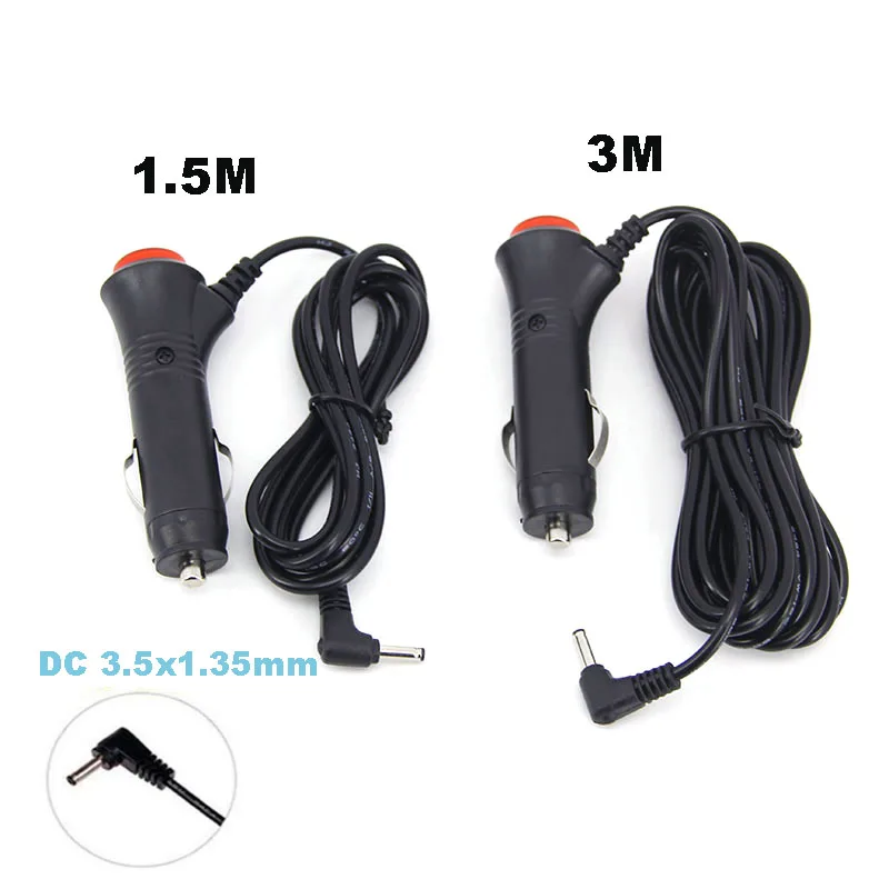 3/1.5M Car Cigarette Lighter Power connector cord Cable Adapter On/Off Switch to DC 12V 3.5x1.35mm 3.5 for GPS Radar Detector o