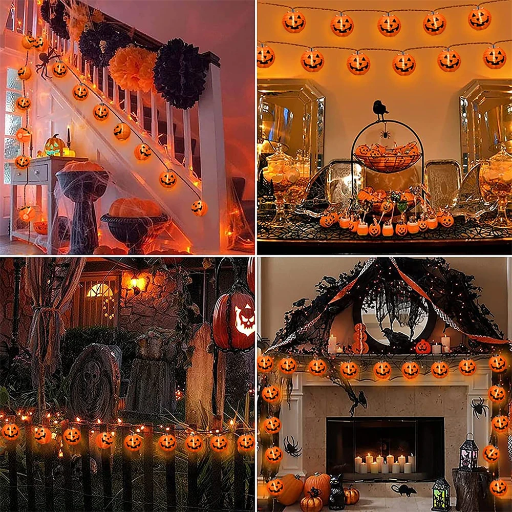 6/5/3.5M Christmas Decoration Lantern Solar Pumpkin Lantern Lights String for Halloween New Year Patio Home Courtyard DIY Decor