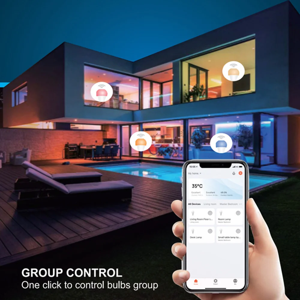 Tuya-Bluetooth LED電球,RGB 27,rgb,CCt,スマートライフ,アプリケーション制御,調光可能,ムードライト,iOSおよびAndroid互換