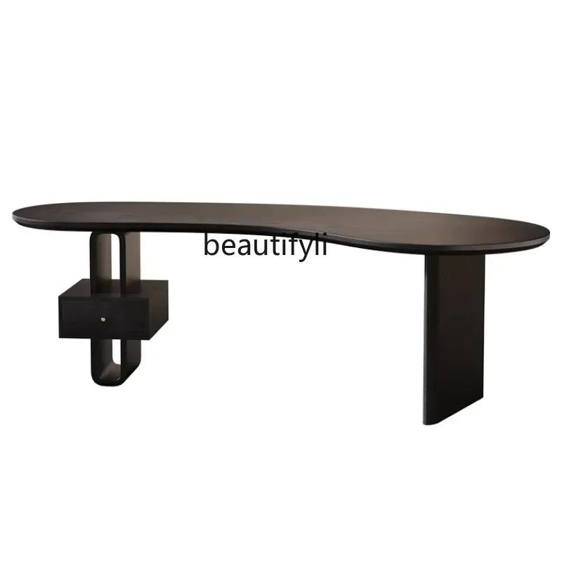 

ls 27Modern simple solid wood curved home study desk chair combination office drawer table legs