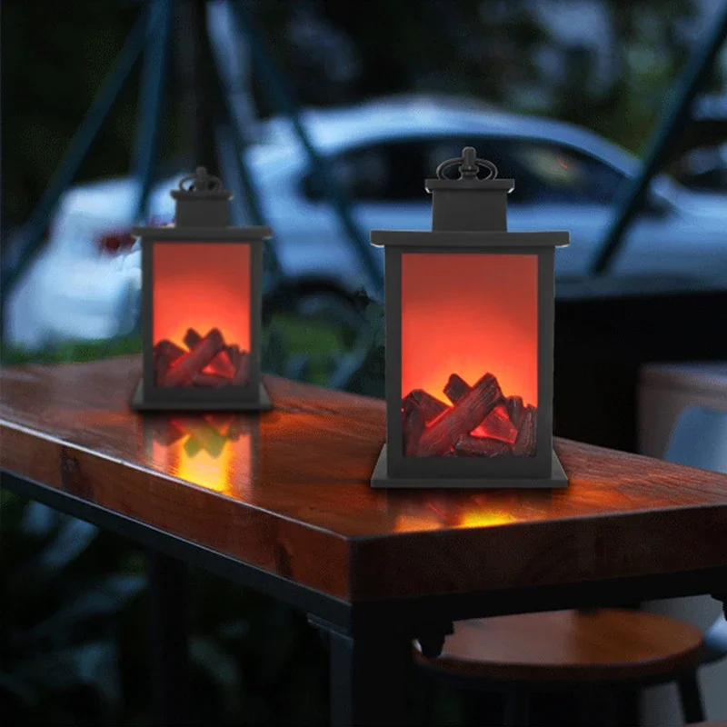 Pop LED Fireplace Hand Held Lamp, Decorations Table Lamp, Flame Warm Lighting, For Holiday Gift Party Camping Summer Home Decor