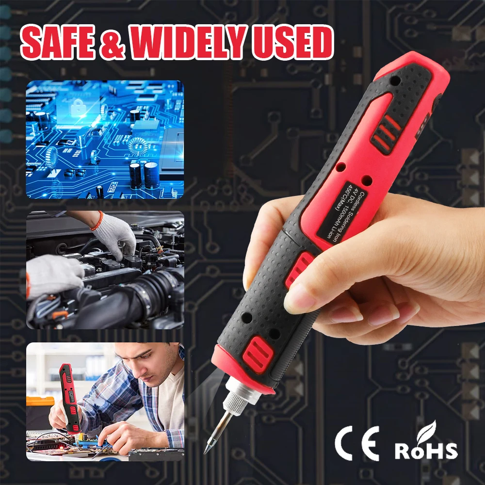 4V Cordless Soldering Iron Kit with 1500mAH Rapid Heat Lithium-Ion Battery Electronic Tin Welder Kit Portable Welding Tool