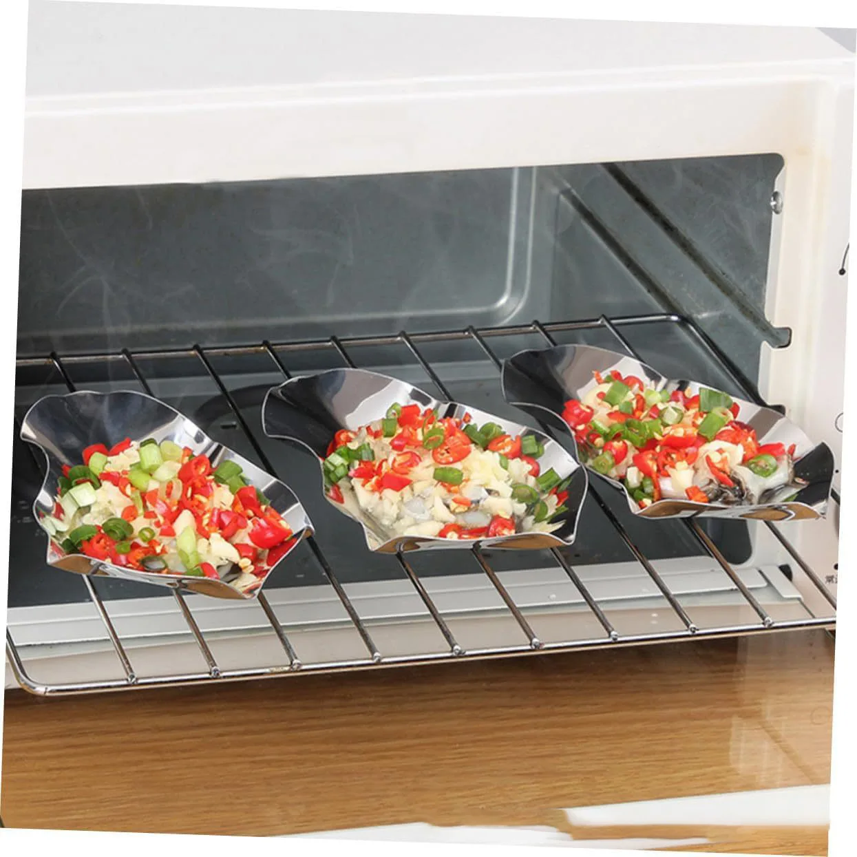 Stainless Steel Grillable Oyster Shells Reusable Baked Grilled Shells Metal Oyster Dish For Kitchen Cooking Seafood Clam Scallop
